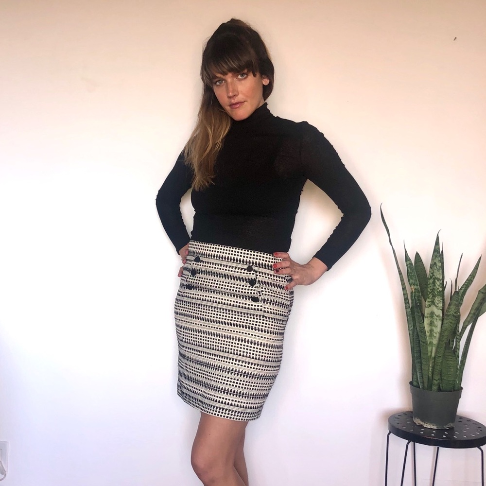 Tweed black and white pencil skirt